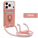 Multifunctional Ring Holder Car Magnetic Card Holder With Lanyard Phone Case for IPhone